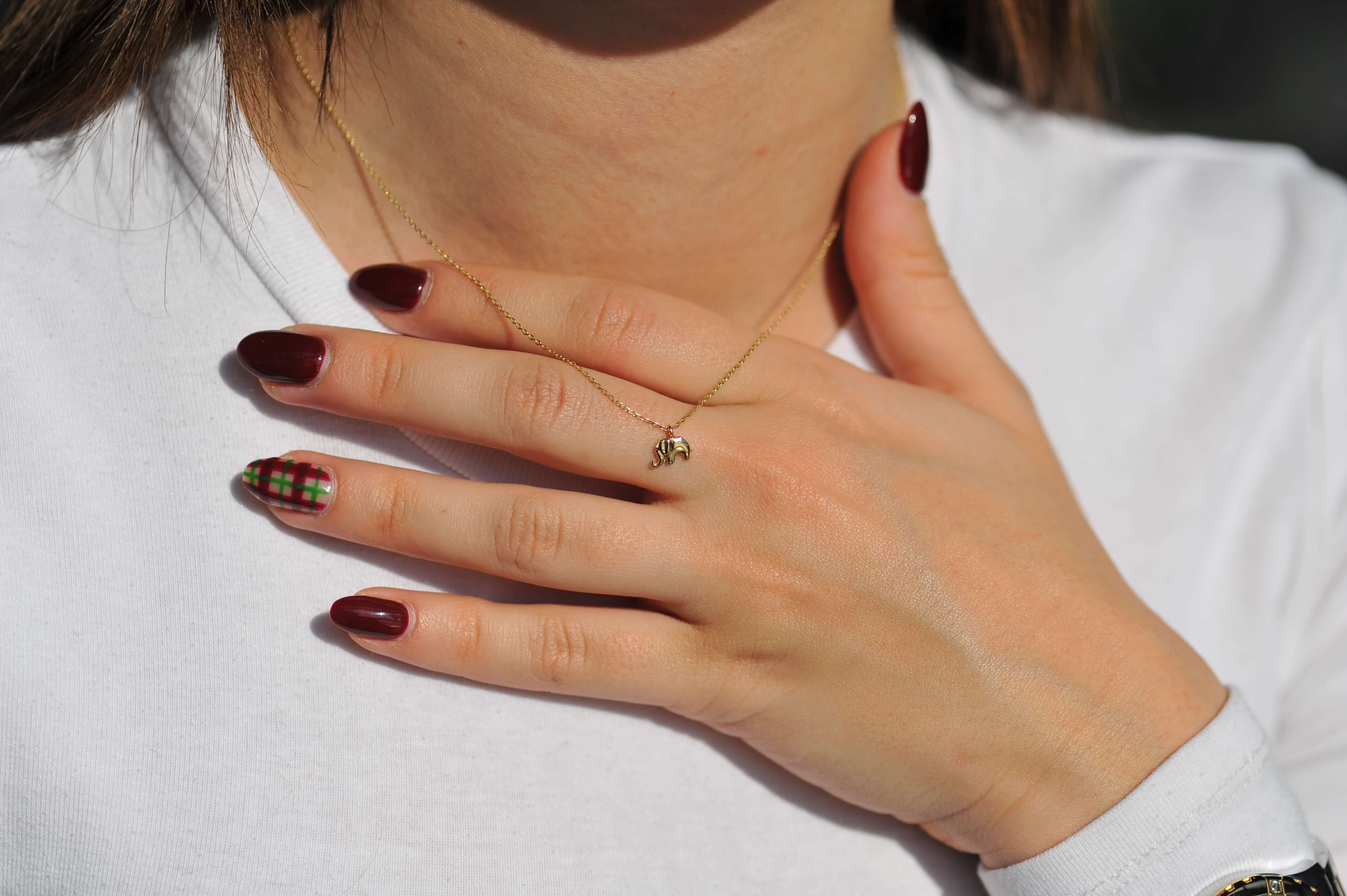 14K Gold Dainty Elephant Necklace